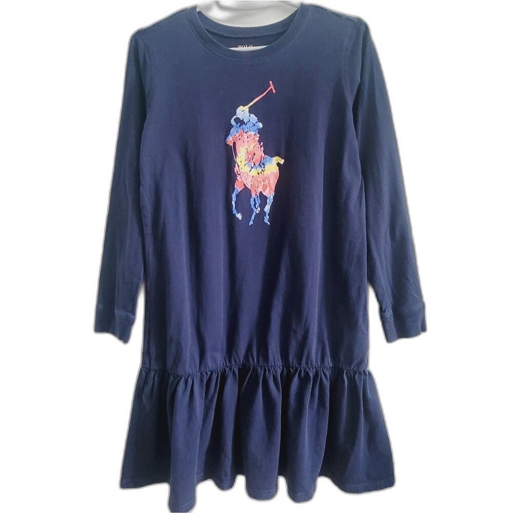 Polo Ralph Lauren Navy Long Sleeve Dress with Polo Logo Size XL